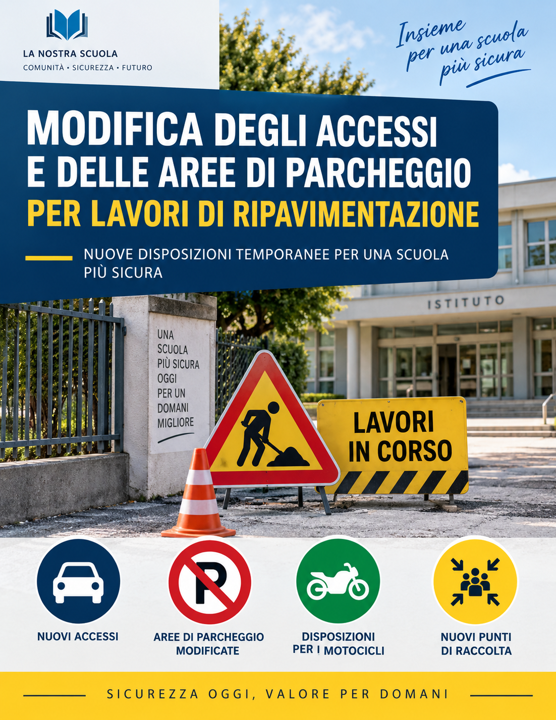 Modifica degli accessi e delle aree di parcheggio per lavori di ripavimentazione
