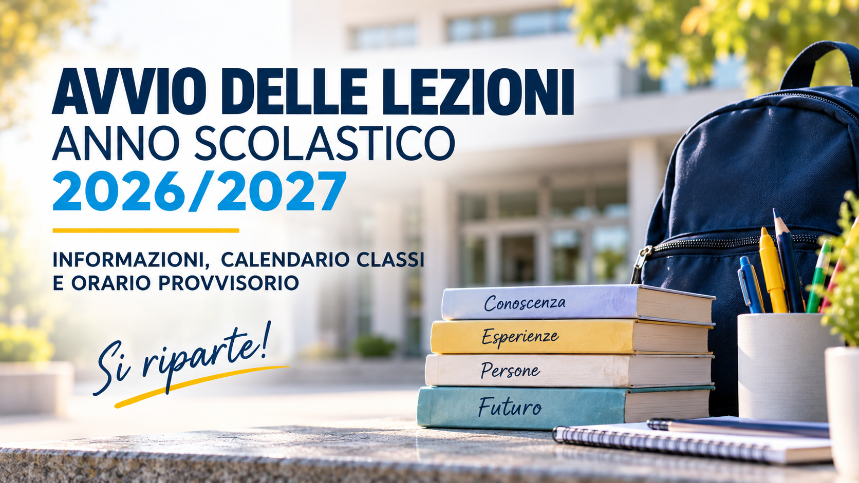 Avvio delle lezioni e orario provvisorio dal 15 settembre 2026
