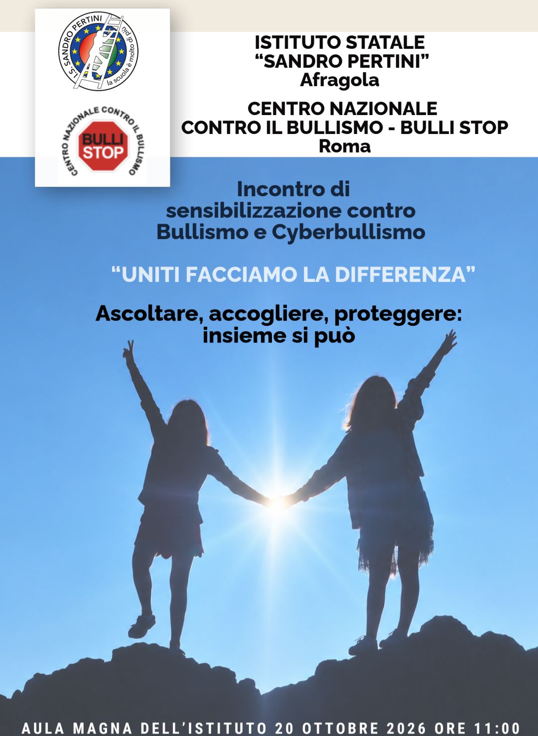Bullismo e Cyberbullismo: al Pertini l’incontro “Uniti facciamo la differenza”